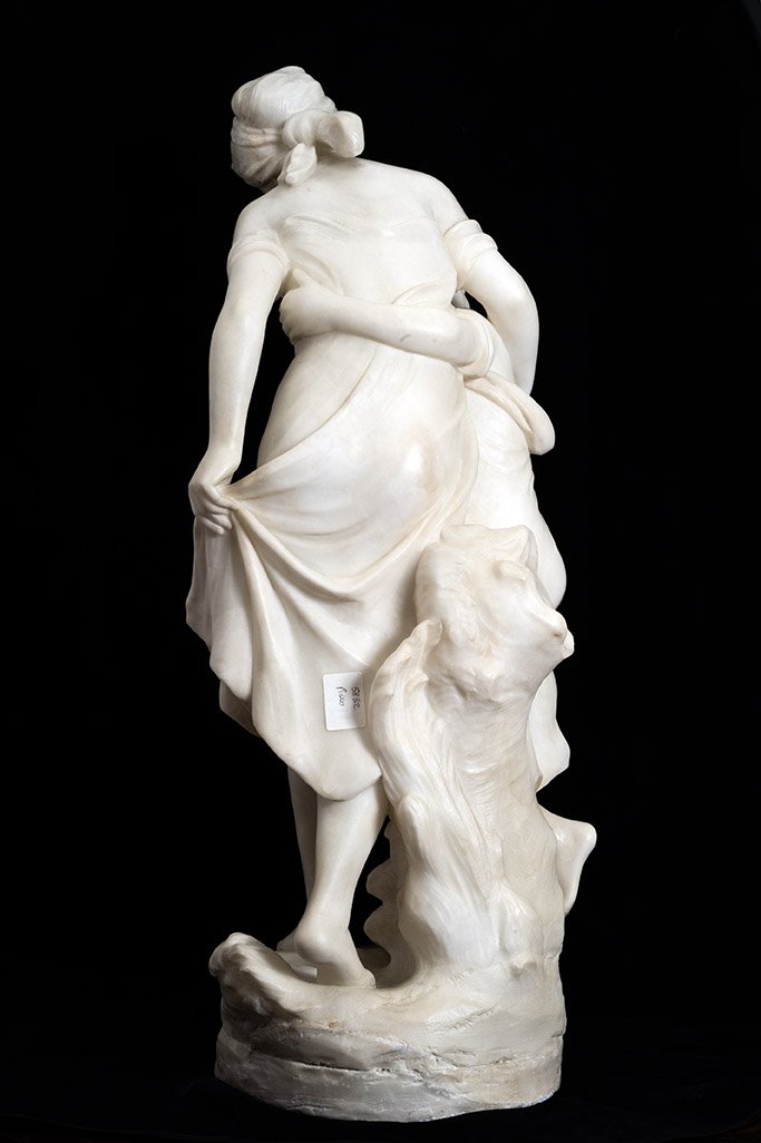 Scultura antica Napoleone III in alabastro raffigurante una scena galante. Francia XIX secolo.-photo-3