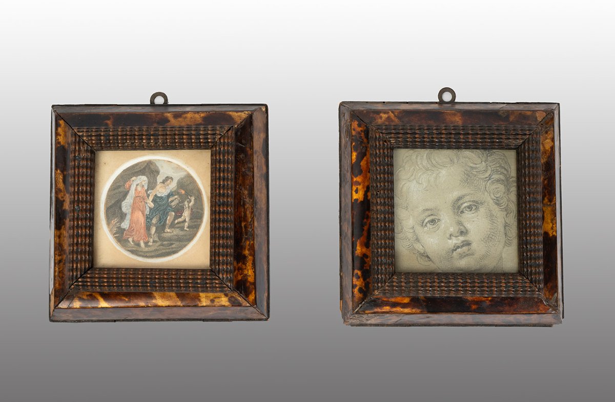 Coppia di miniature antiche di manifattura Napoletana 19secolo