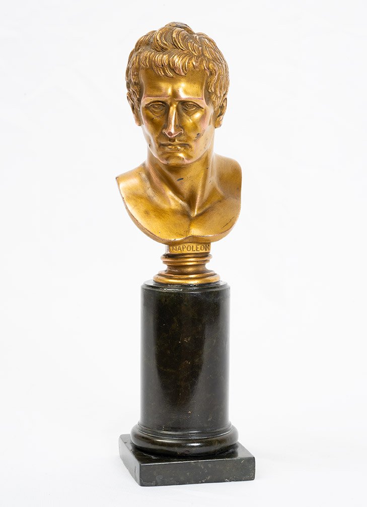 Scultura antica in bronzo dorato raffigurante Napoleone 19secolo-photo-2