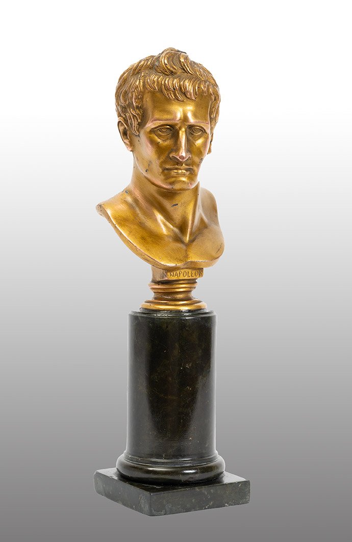 Scultura antica in bronzo dorato raffigurante Napoleone 19secolo