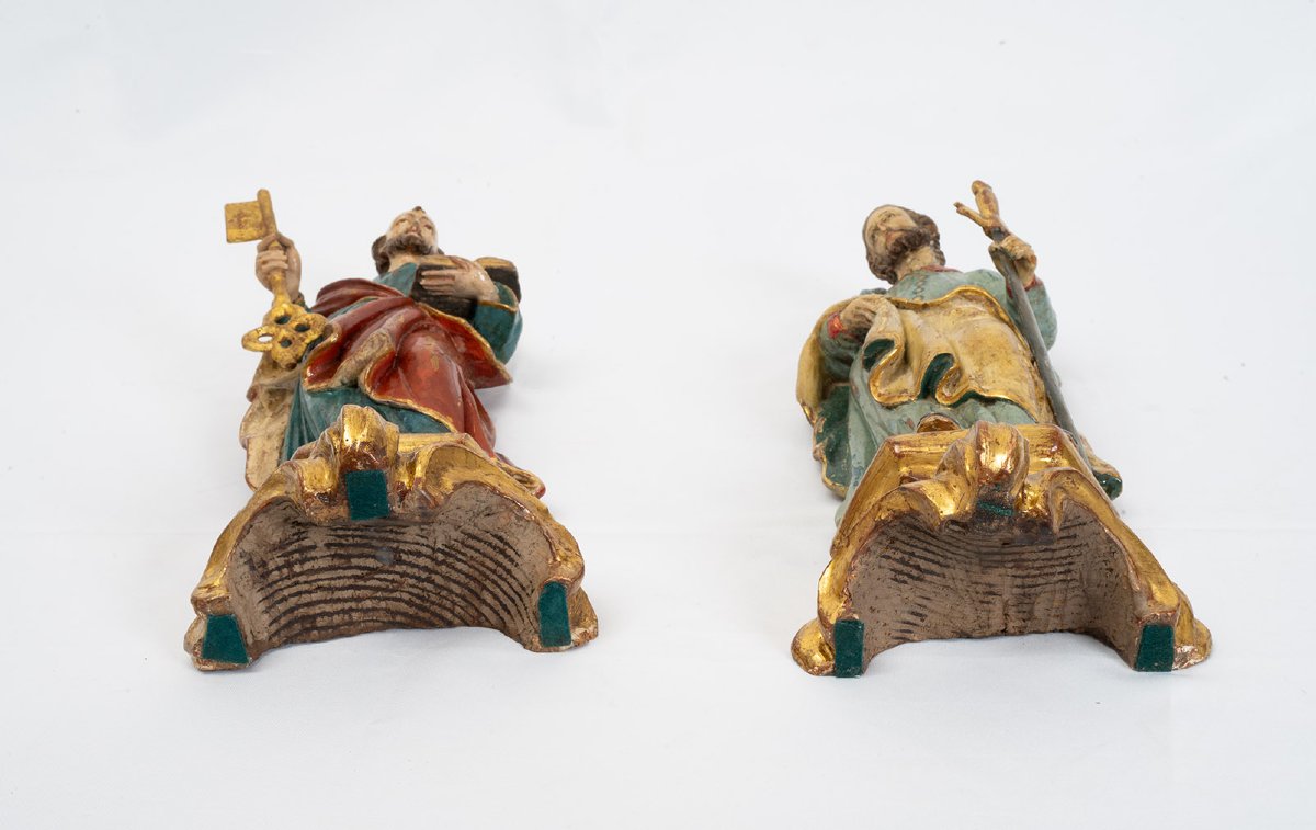 Paire de sculptures en bois polychrome 18secolo-photo-3