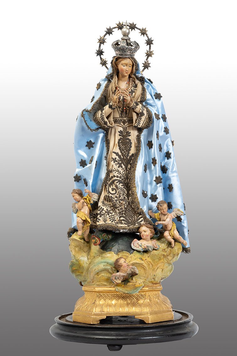Scultura antica Napoletana raffigurante Madonna Immacolata 19secolo-photo-3