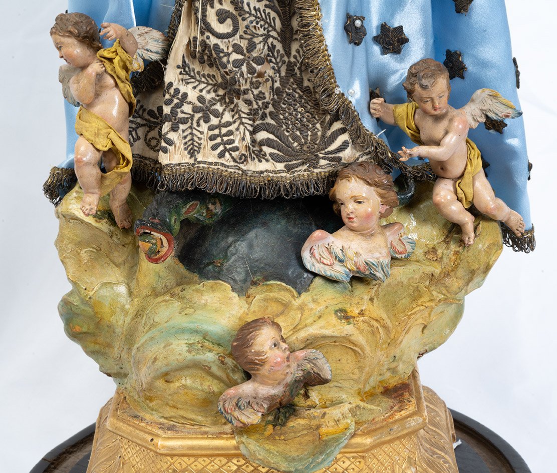 Scultura antica Napoletana raffigurante Madonna Immacolata 19secolo-photo-2