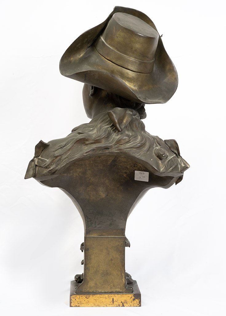 Scultura antica Napoleone III in bronzo patinato 19secolo.-photo-3