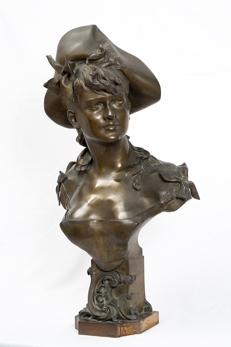 Scultura antica Napoleone III in bronzo patinato 19secolo.-photo-4