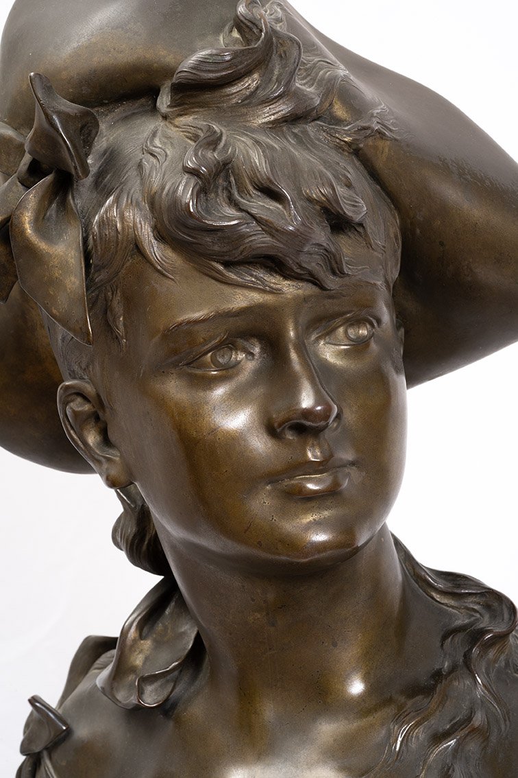 Scultura antica Napoleone III in bronzo patinato 19secolo.-photo-1