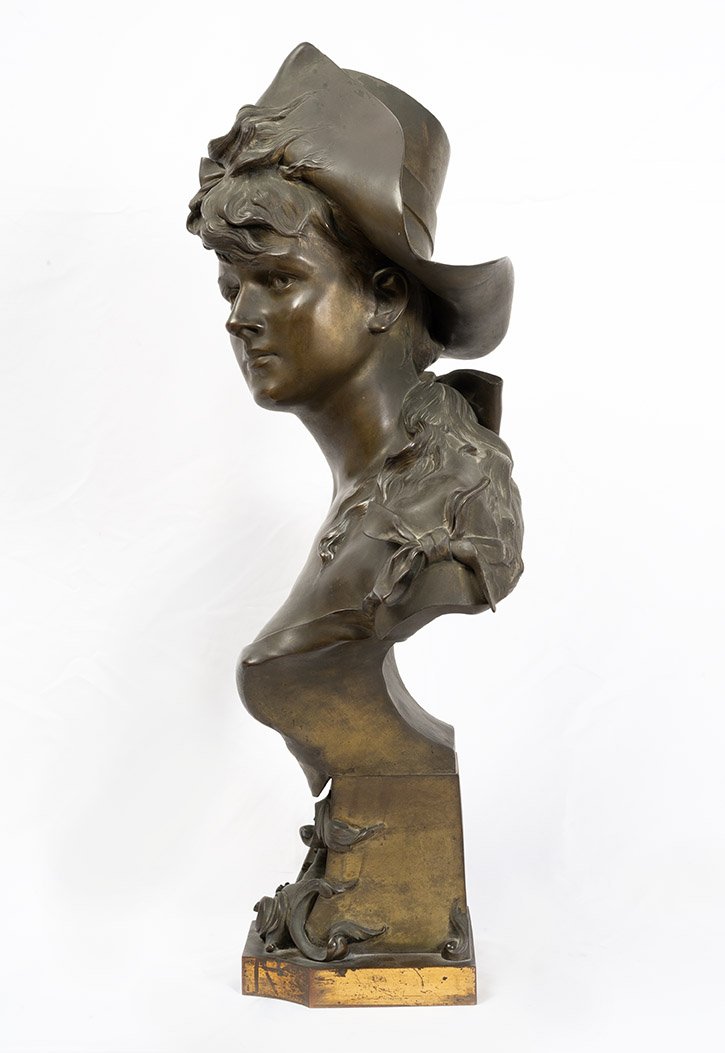 Scultura antica Napoleone III in bronzo patinato 19secolo.-photo-2