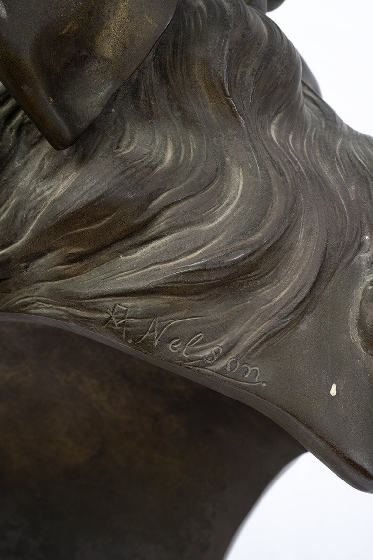 Scultura antica Napoleone III in bronzo patinato 19secolo.-photo-3