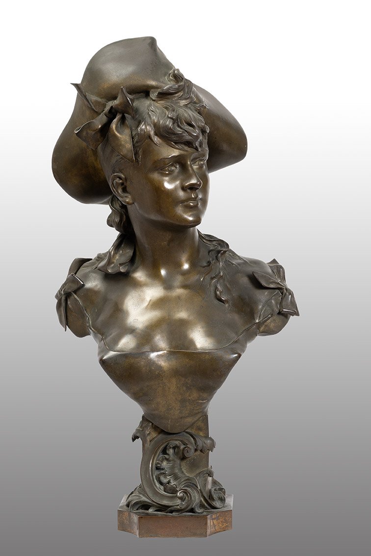 Scultura antica Napoleone III in bronzo patinato 19secolo.