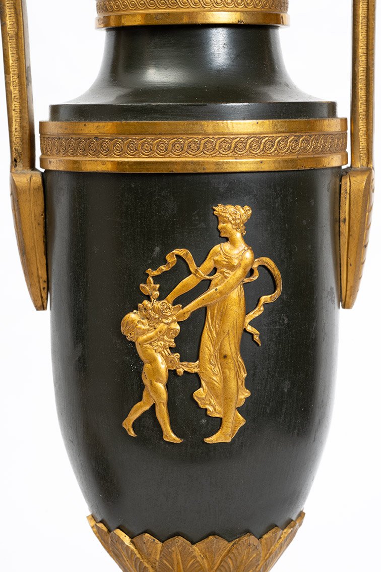 Coppia di vasi decorativi ad anfora modello all'Antique 19secolo-photo-3