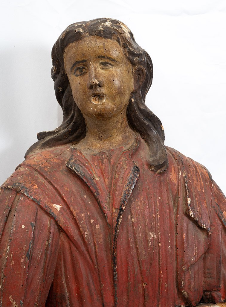 Busto reliquiario antico in legno policromo risalente alla fine del XVII. Spagna-photo-4