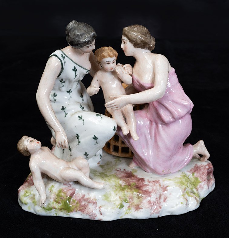 Coppia di sculture in porcellana policroma di Meissen 19secolo-photo-2