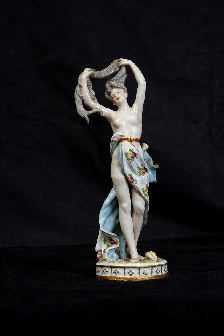 Coppia di sculture in porcellana policroma di Meissen 19secolo-photo-3