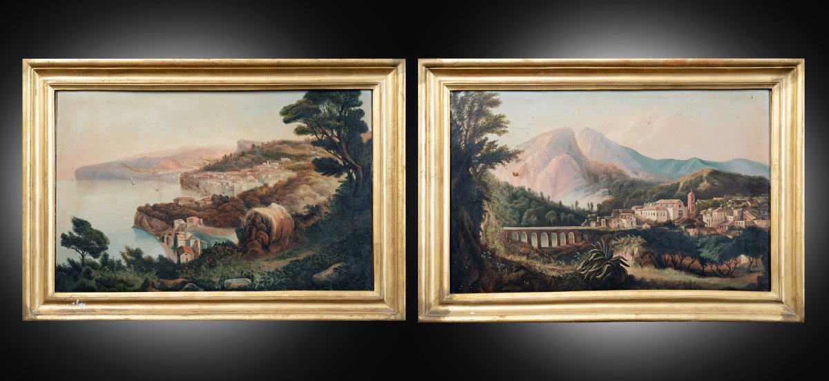 Coppia di dipinti antichi 19secolo.