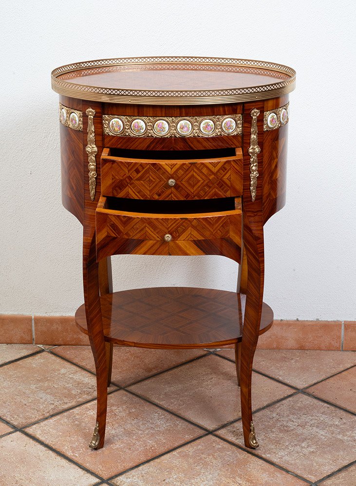 Comodino antico stile Napoleone III in legno esotico pregiato 20secolo-photo-2