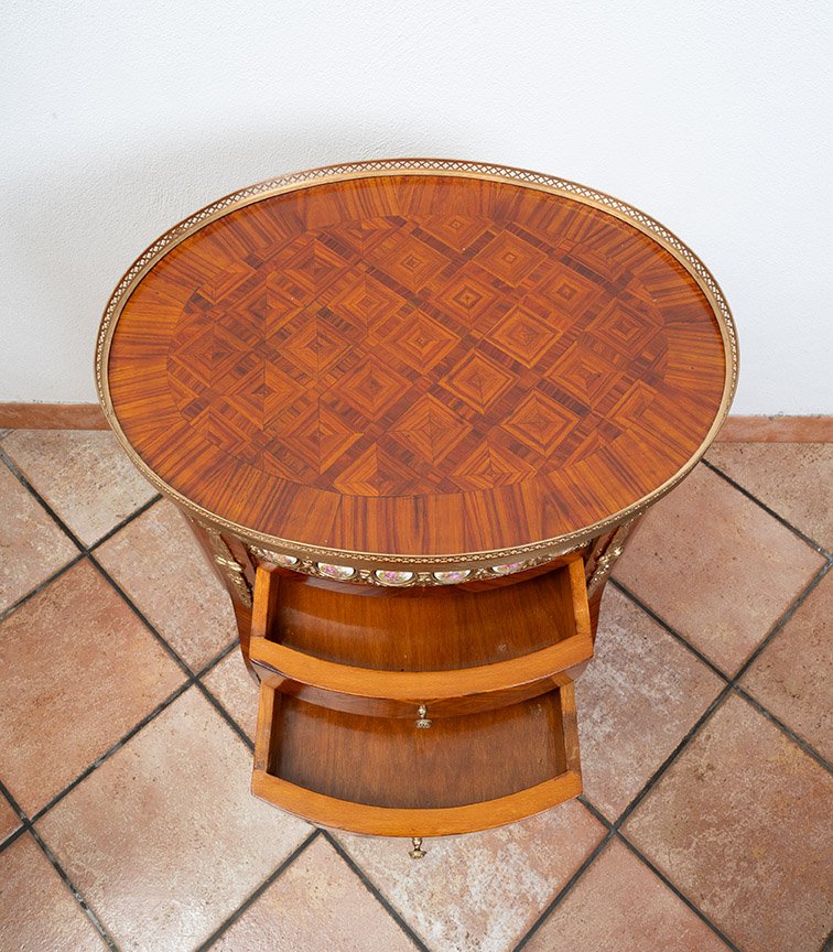Comodino antico stile Napoleone III in legno esotico pregiato 20secolo-photo-3