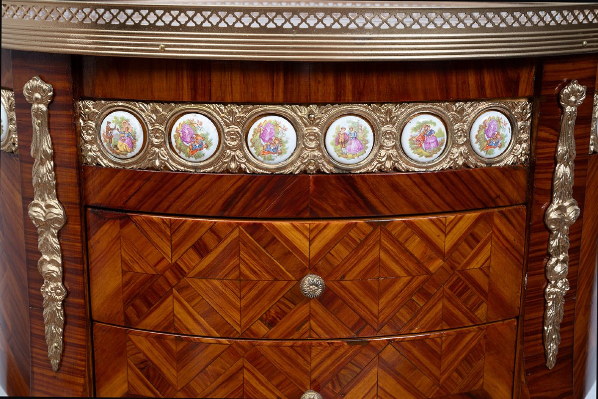 Comodino antico stile Napoleone III in legno esotico pregiato 20secolo-photo-4