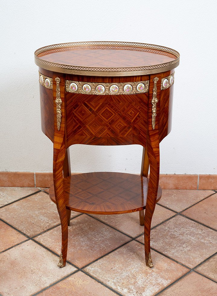 Comodino antico stile Napoleone III in legno esotico pregiato 20secolo-photo-1