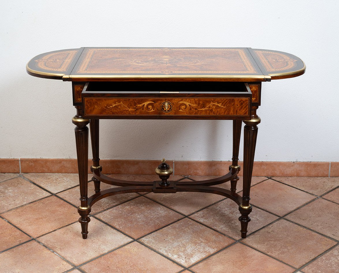 Tavolino/Scrittoio Napoleone III in legni policromi Francia 19secolo-photo-3