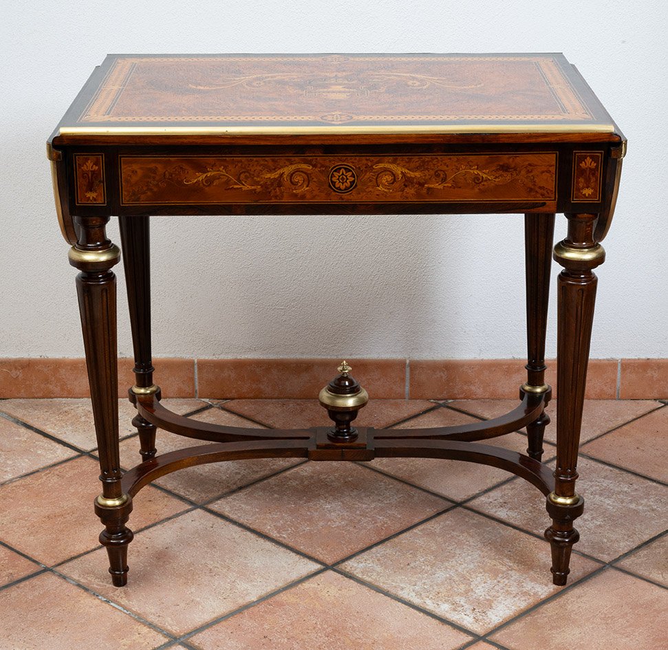 Tavolino/Scrittoio Napoleone III in legni policromi Francia 19secolo-photo-3