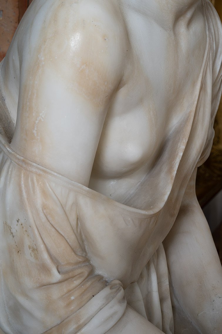 Scultura antica in alabastro raffigurante una figura femminile 19secolo-photo-4