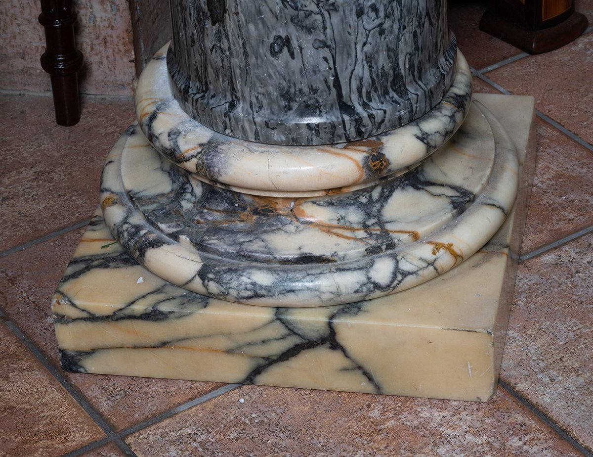 Colonna Impero Lombarda in Breccia Medicea e bianco Calacatta 19secolo-photo-2