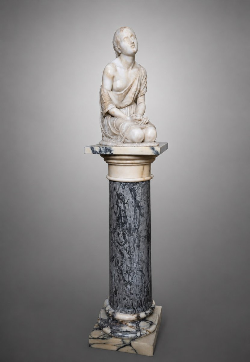 Colonna Impero Lombarda in Breccia Medicea e bianco Calacatta 19secolo-photo-3