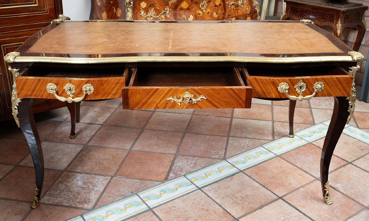 Scrivania antica Napoleone III Francese in legno esotico pregiato 19secolo-photo-2