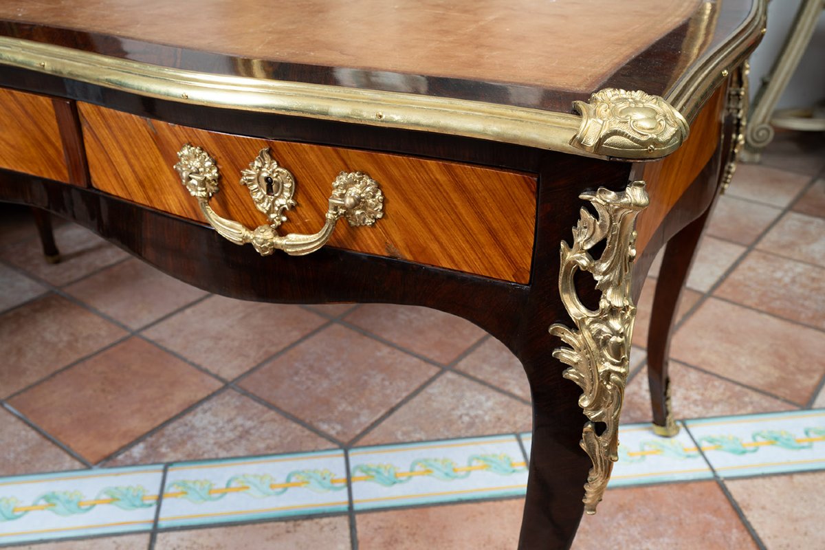 Scrivania antica Napoleone III Francese in legno esotico pregiato 19secolo-photo-4