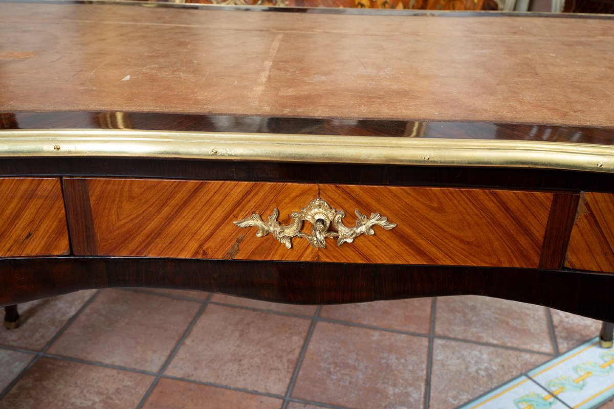 Scrivania antica Napoleone III Francese in legno esotico pregiato 19secolo-photo-1