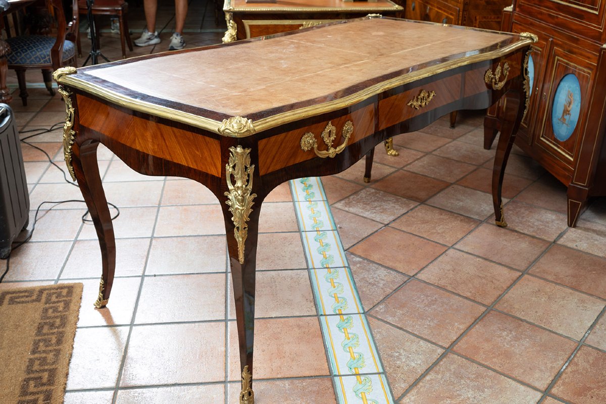 Scrivania antica Napoleone III Francese in legno esotico pregiato 19secolo-photo-2