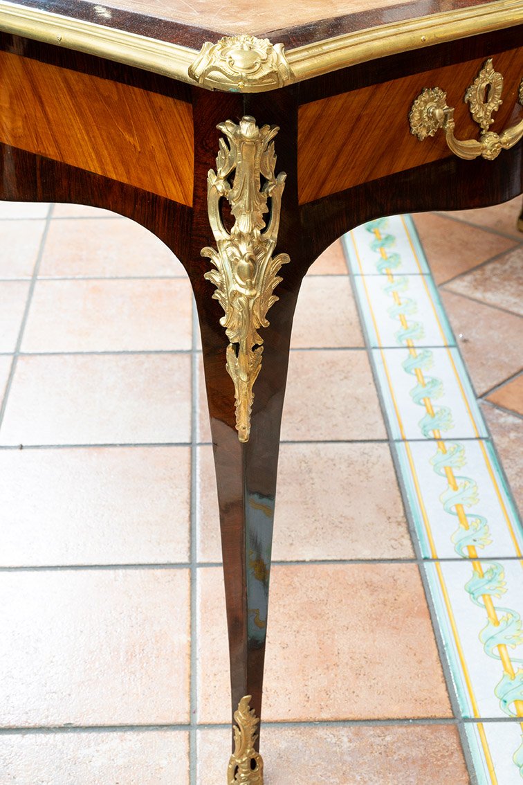 Scrivania antica Napoleone III Francese in legno esotico pregiato 19secolo-photo-3