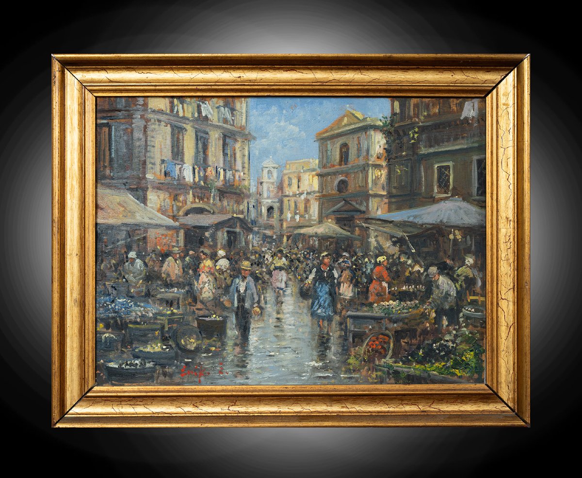 Dipinto antico olio su tavola 20secolo