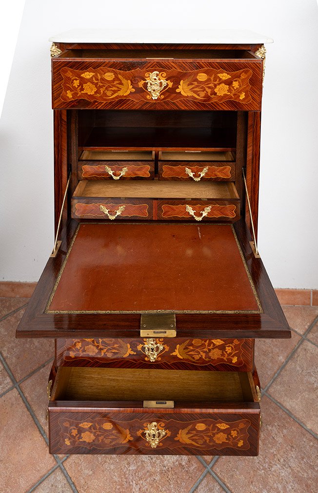 Secretaire antico Napoleone III in legni esotici pregiati 19secolo.-photo-3