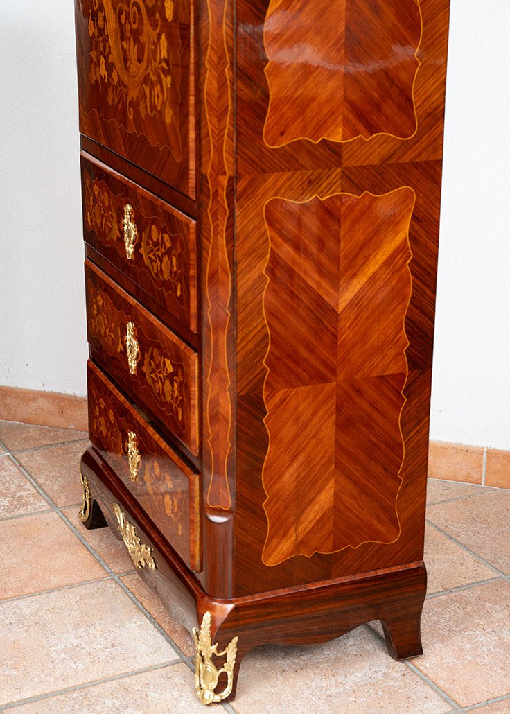 Secretaire antico Napoleone III in legni esotici pregiati 19secolo.-photo-1