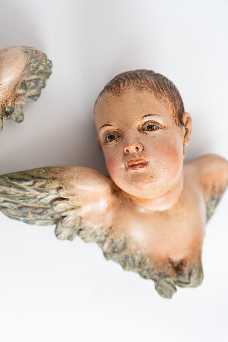 Coppia di sculture in legno policromo di provenienza napoletana 18secolo-photo-3