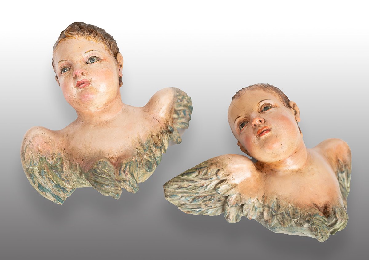 Coppia di sculture in legno policromo di provenienza napoletana 18secolo-photo-4