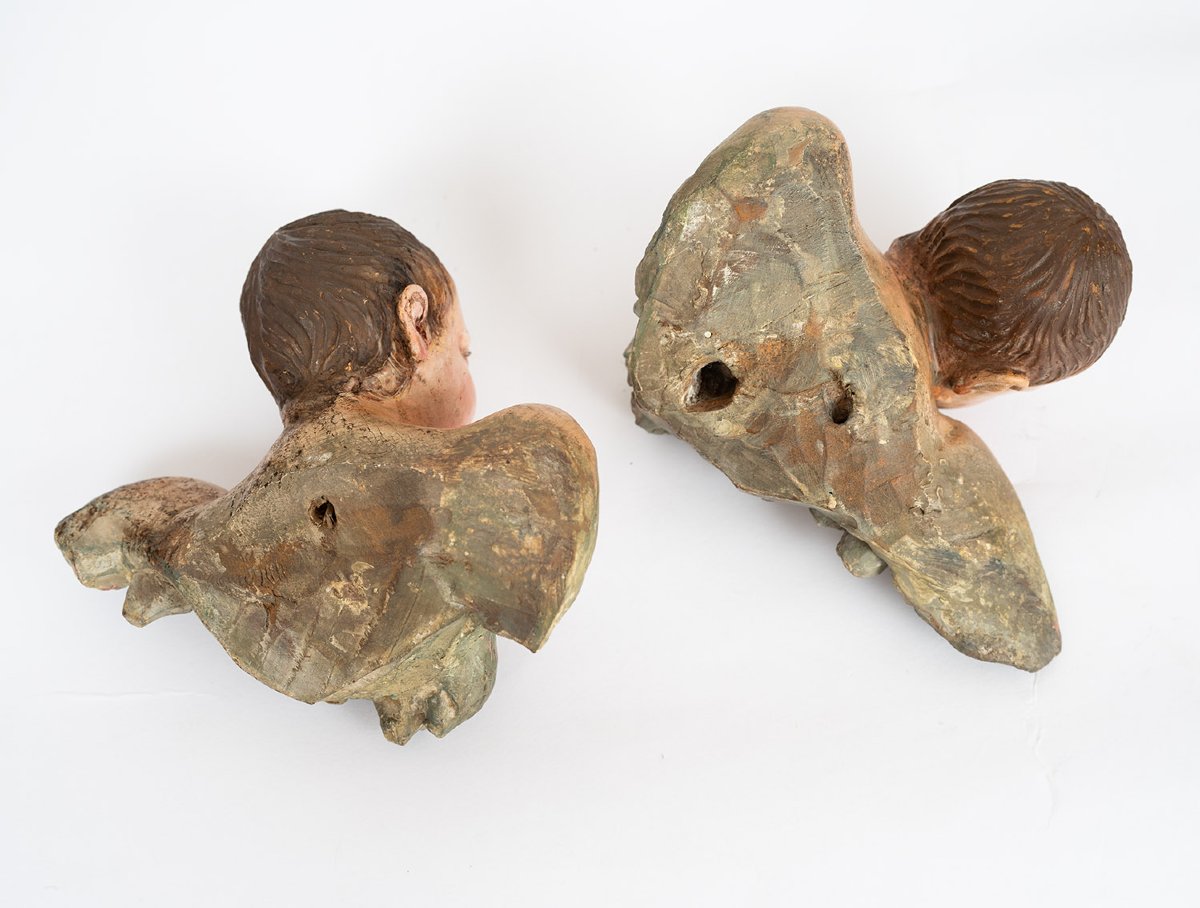 Coppia di sculture in legno policromo di provenienza napoletana 18secolo-photo-1