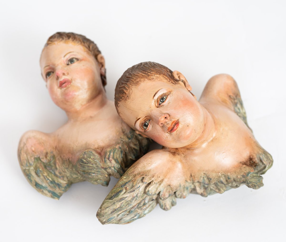 Coppia di sculture in legno policromo di provenienza napoletana 18secolo