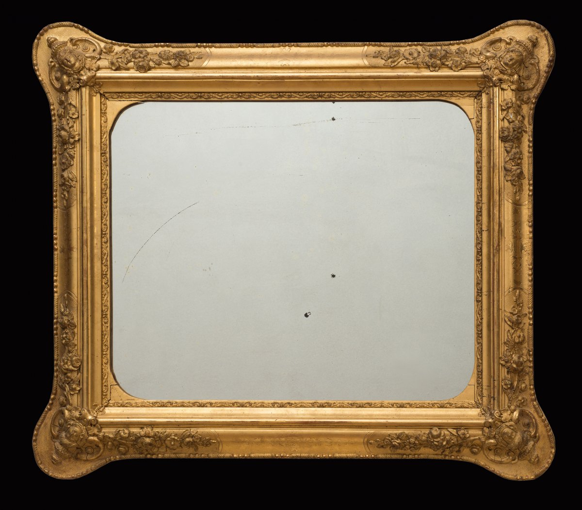 Miroir Ancienne  d'époque Napoléon III En Bois Doré d'époque 19ème Siècle.