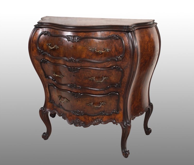 Commode Ancienne De Style Louis XV époque Vénétie 20ème Siècle.