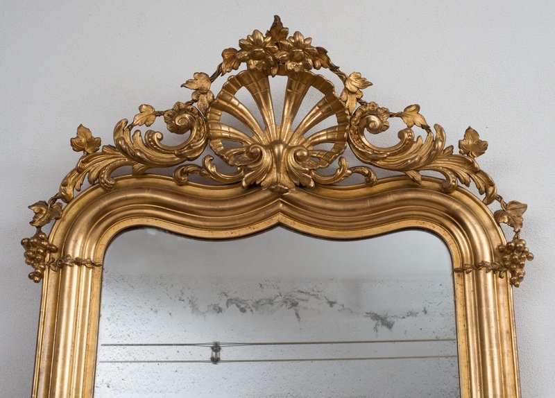 Miroir Ancienne En Bois Doré Et Sculpté. France Epoque 19ème Siècle.-photo-2