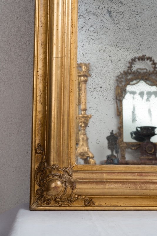 Miroir Ancienne En Bois Doré Et Sculpté. France Epoque 19ème Siècle.-photo-3