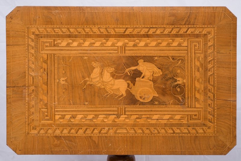 Table ancienne En Bois Polychrome d'époque Sorrento XIXème Siècle.-photo-3