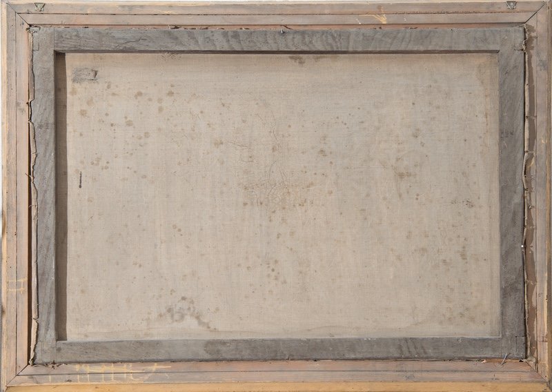 Dipinto antico olio su tela raffigurante"Il ritrovamento della coppa rubata nel sacco di Beniamino". Periodo XIX secolo.-photo-2