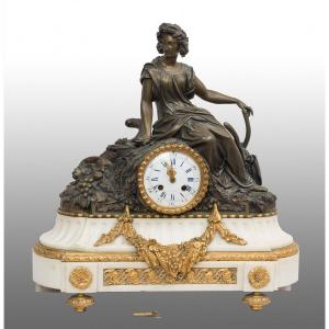 Orologio Napoleone III Francese in bronzo dorato e bronzo patinato.19secolo
