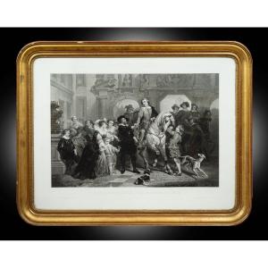 Stampa Napoleone III Francese con cornice coeva 19secolo