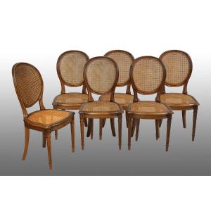 Gruppo di sei sedie a medaglione  Periodo XIX secolo.