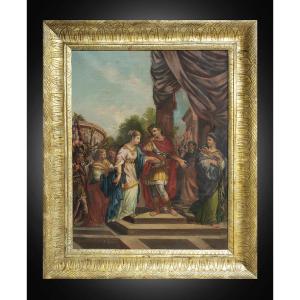 Dipinto antico Neoclassico raffigurante una scena mitologica. Napoli fine XVIII secolo.