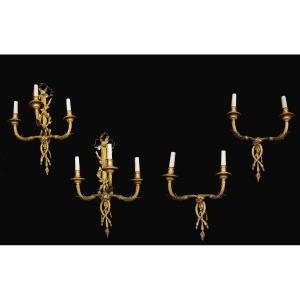 Gruppo di quattro applique antichi Francia XIX secolo.